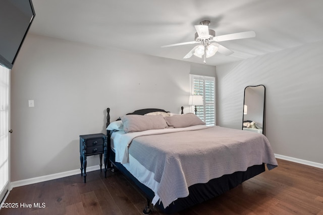 338 Country Club Rd, Camden, NC 27921 - bedroom with wood finished floors, baseboards, and a ceiling fan
