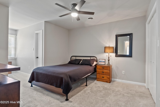 338 Country Club Rd, Camden, NC 27921 - bedroom featuring carpet flooring, baseboards, ceiling fan, and a closet