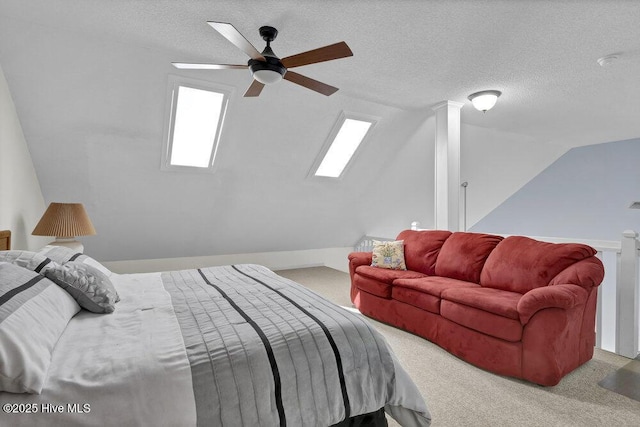 1912 Goose Creek Rd SW Unit 4302, Ocean Isle Beach, NC 28469 - carpeted bedroom with a ceiling fan, a textured ceiling, and vaulted ceiling