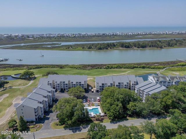 1912 Goose Creek Rd SW Unit 4302, Ocean Isle Beach, NC 28469 - drone / aerial view of a nearby body of water and apartment complex