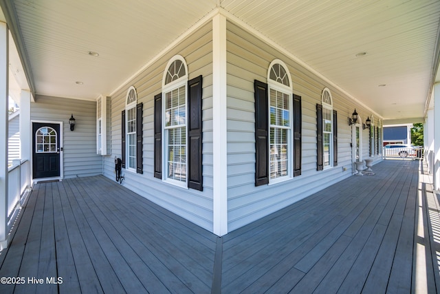 wooden deck with a porch