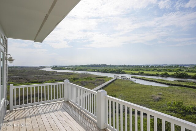 130 Sea Oaks Ct, North Topsail Beach, NC 28460 - wooden terrace featuring a water view