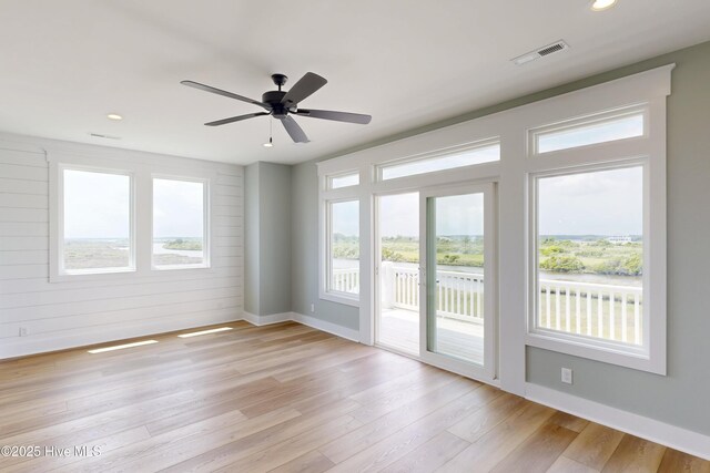 130 Sea Oaks Ct, North Topsail Beach, NC 28460 - spare room with light wood finished floors, baseboards, recessed lighting, and ceiling fan
