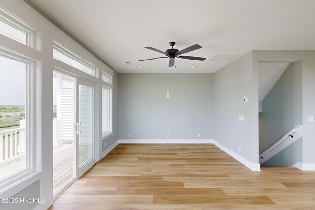 130 Sea Oaks Ct, North Topsail Beach, NC 28460 - unfurnished room with plenty of natural light, light wood-style flooring, baseboards, and recessed lighting