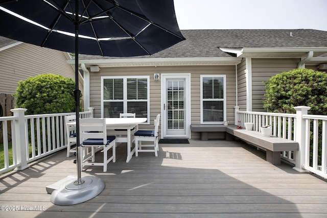 7810 Olde Pond Rd, Wilmington, NC 28411 - wooden terrace with outdoor dining area