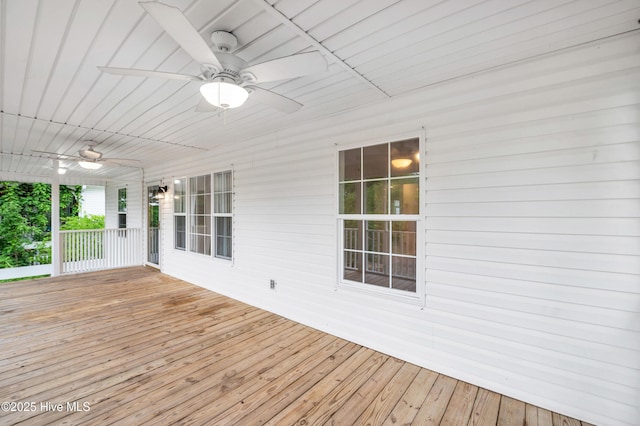 deck featuring a ceiling fan