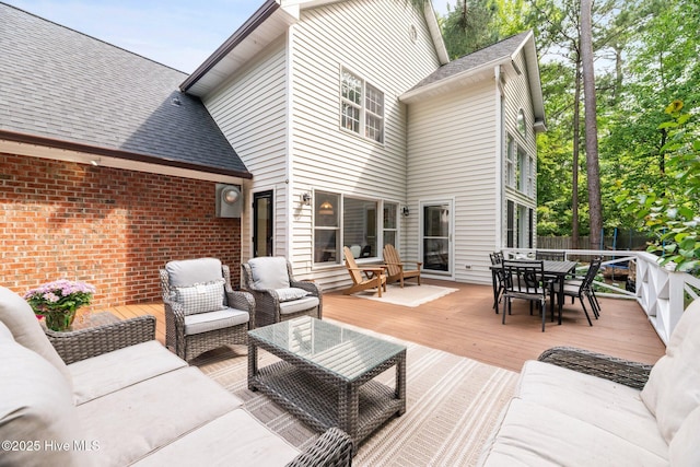 1005 Cambridge Ct, Trent Woods, NC 28562 - wooden deck featuring outdoor dining area, an outdoor living space, and fence