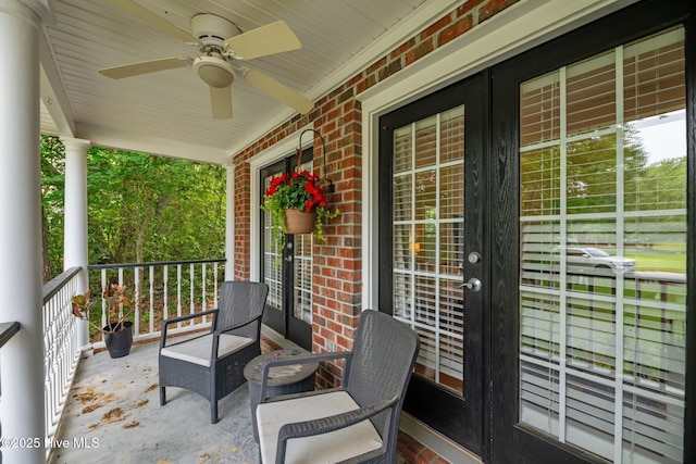 1005 Cambridge Ct, Trent Woods, NC 28562 - view of patio with french doors, a porch, and ceiling fan