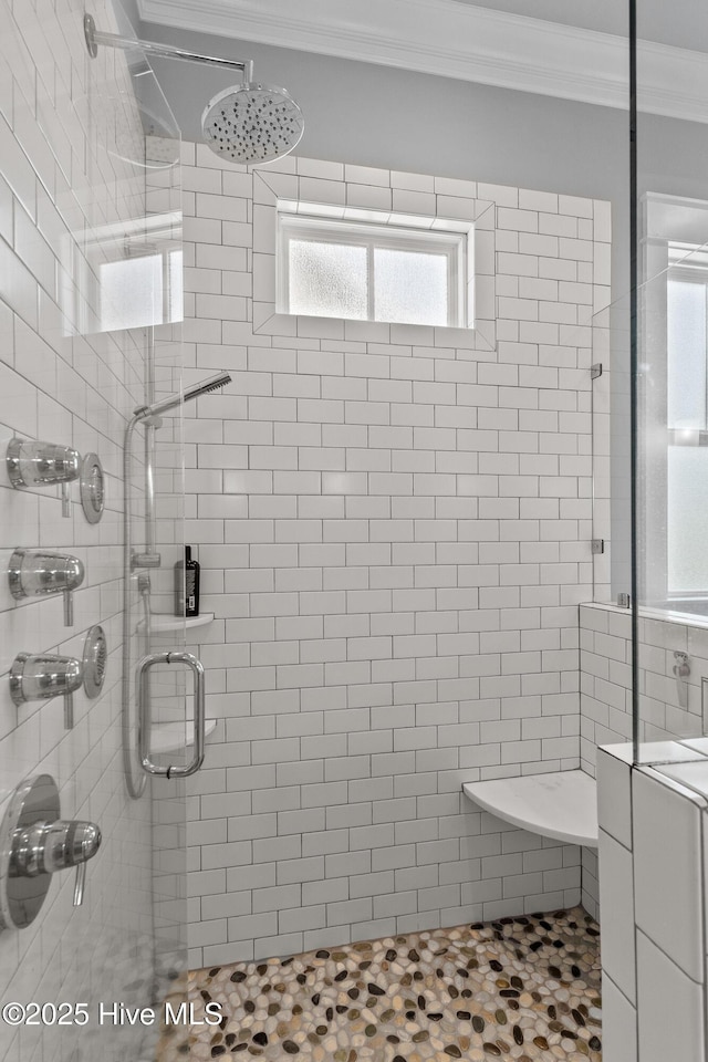 212 Cornubia Dr, Castle Hayne, NC 28429 - full bathroom with ornamental molding and a stall shower