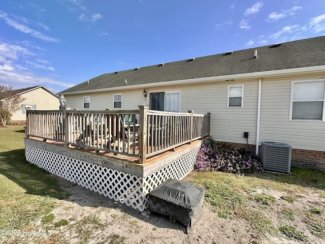 207 Rhonda Rd, Elizabeth City, NC 27909 - back of property featuring cooling unit, a deck, and roof with shingles
