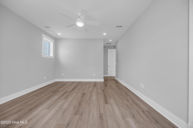 1961 Indigo Cove Way, Calabash, NC 28467 - unfurnished room with ceiling fan, light wood-style flooring, recessed lighting, and baseboards