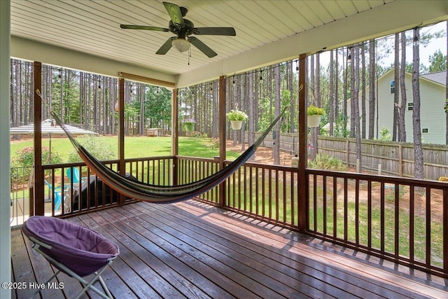 145 Cabin Branch Dr, Carthage, NC 28327 - wooden terrace with ceiling fan
