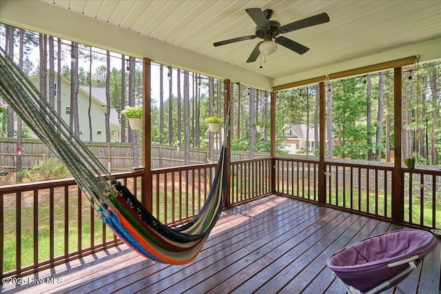 145 Cabin Branch Dr, Carthage, NC 28327 - unfurnished sunroom with a ceiling fan and healthy amount of natural light