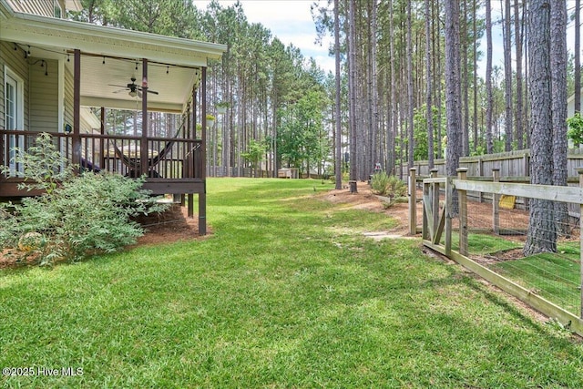 145 Cabin Branch Dr, Carthage, NC 28327 - view of yard featuring a deck and ceiling fan