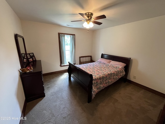 2483 Mcneill Hobbs Rd, Bunnlevel, NC 28323 - bedroom with carpet floors, baseboards, and ceiling fan