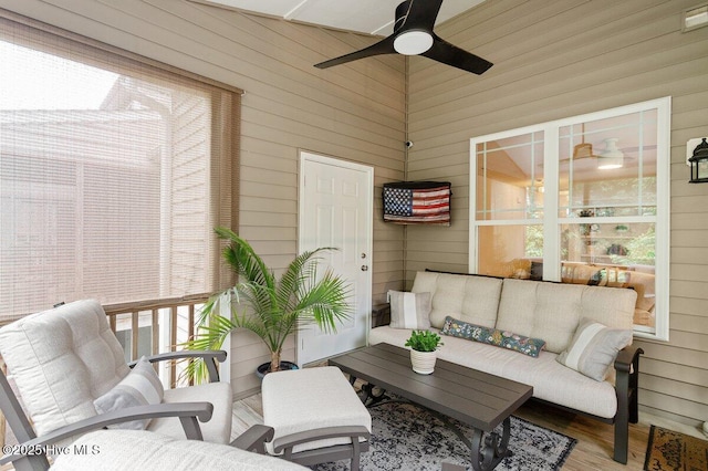 270 Wembley Dr, Clayton, NC 27527 - sunroom with outdoor lounge area, ceiling fan, and healthy amount of natural light