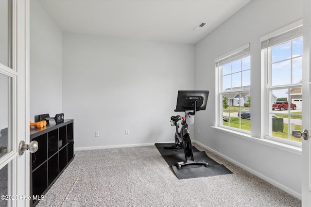 137 Gander Dr, Moyock, NC 27958 - workout room with carpet and baseboards