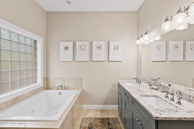 6920 Runningbrook Ter, Wilmington, NC 28411 - full bath featuring plenty of natural light, baseboards, a bath, and double vanity