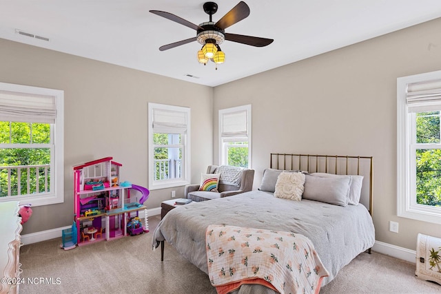 6920 Runningbrook Ter, Wilmington, NC 28411 - carpeted bedroom with baseboards and ceiling fan