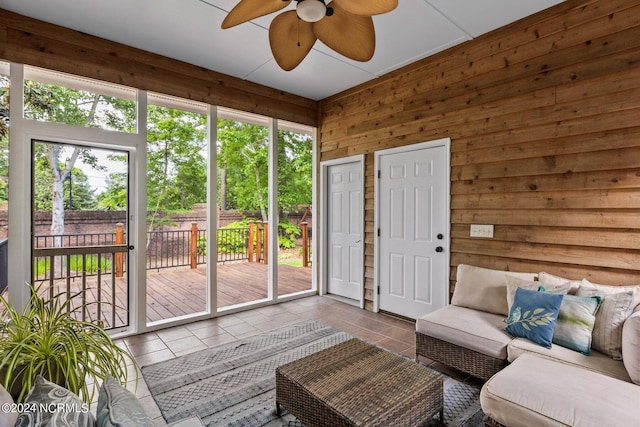 6920 Runningbrook Ter, Wilmington, NC 28411 - sunroom / solarium with a ceiling fan and an outdoor hangout area