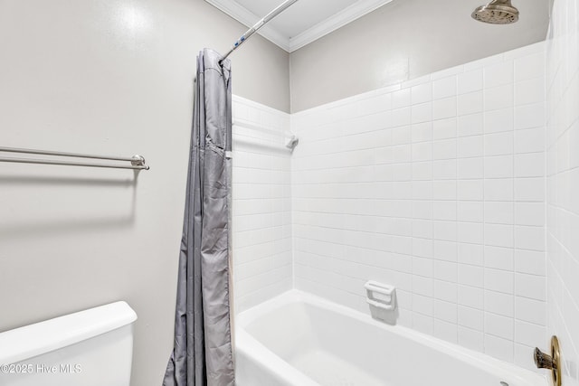 103 E Raintree Ln, Goldsboro, NC 27534 - full bath featuring ornamental molding, shower / bathtub combination with curtain, and toilet