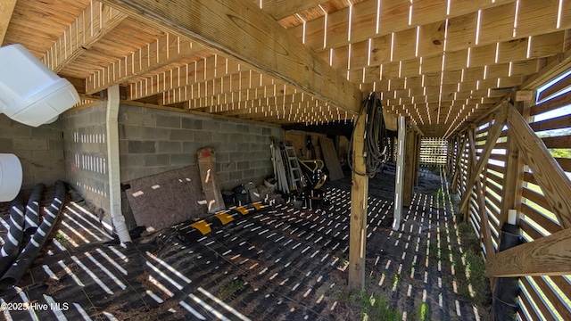 view of unfinished attic