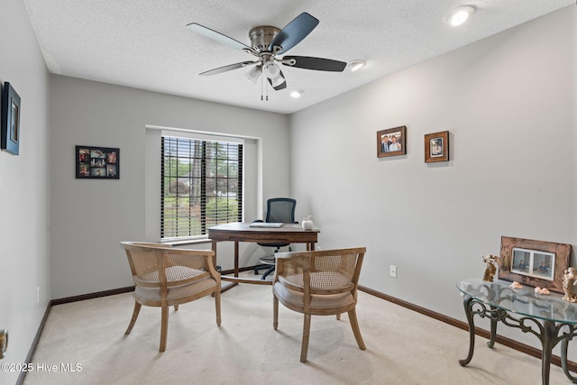 45 Fairway Dr, Shallotte, NC 28470 - office space with light colored carpet, a ceiling fan, baseboards, and a textured ceiling