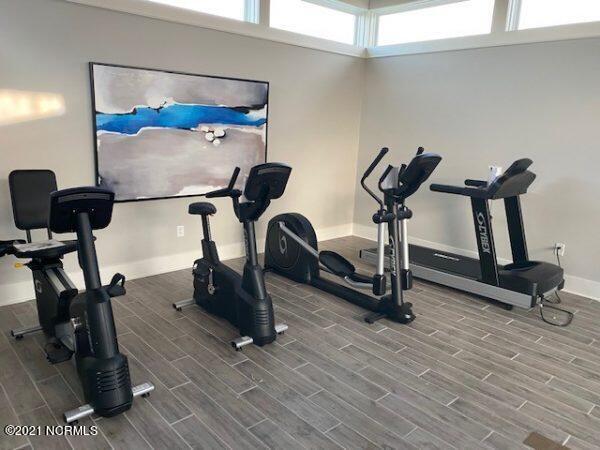 254 Great Egret Way, Beaufort, NC 28516 - gym featuring wood finished floors and baseboards