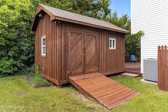 4979 Montserrat Dr, Southport, NC 28461 - view of shed featuring central air condition unit