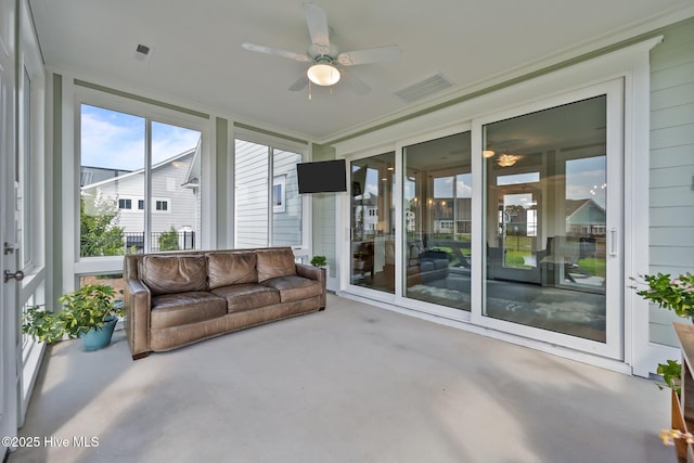 357 Spicer Lake Dr, Holly Ridge, NC 28445 - sunroom / solarium featuring a ceiling fan