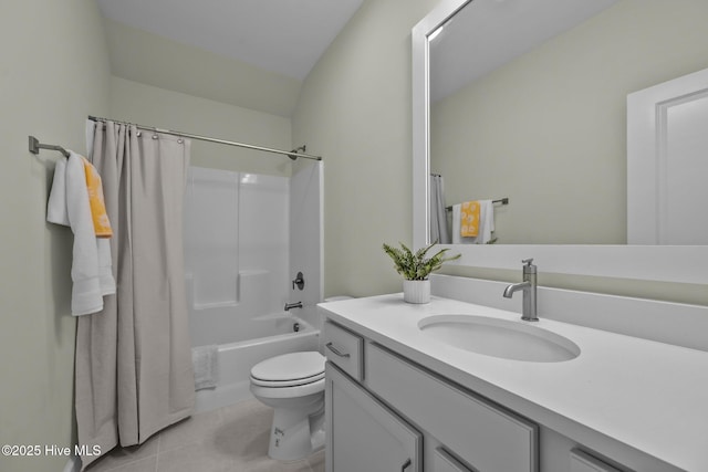 357 Spicer Lake Dr, Holly Ridge, NC 28445 - full bathroom featuring vanity, toilet, shower / tub combo with curtain, and tile patterned flooring