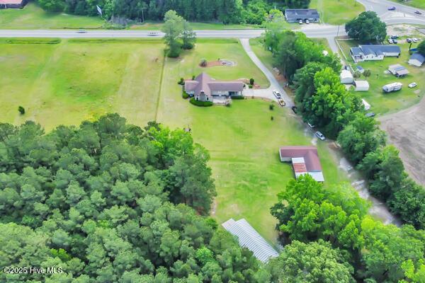 aerial view of a tree filled landscape