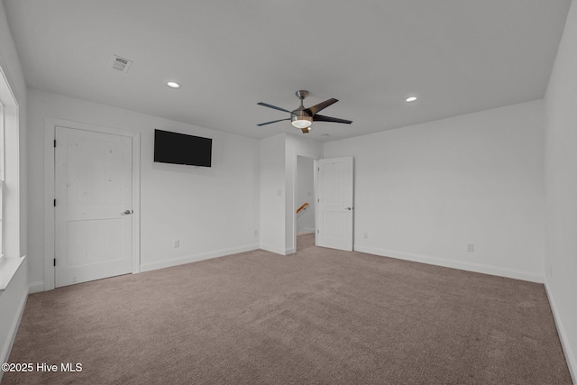 2142 Raccoon Rd, Willard, NC 28478 - unfurnished bedroom with carpet, recessed lighting, baseboards, and ceiling fan