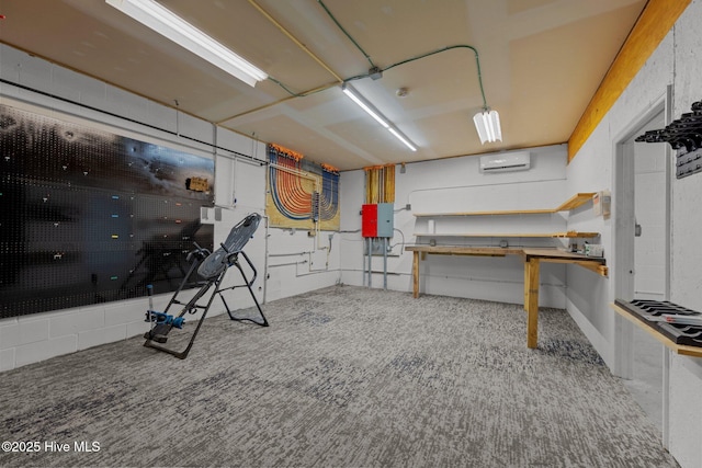 2142 Raccoon Rd, Willard, NC 28478 - below grade area featuring a wall unit AC and carpet floors