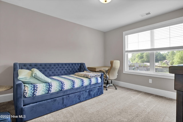 bedroom with baseboards and carpet floors