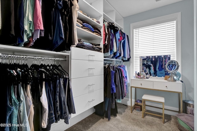 spacious closet with carpet flooring