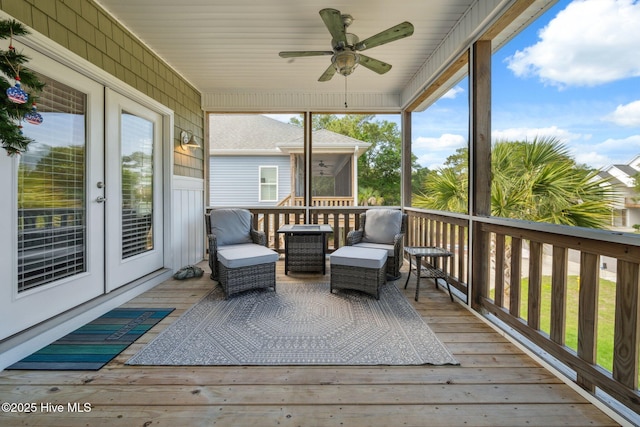 152 NW 1st St, Oak Island, NC 28465 - sunroom with a ceiling fan, plenty of natural light, and french doors