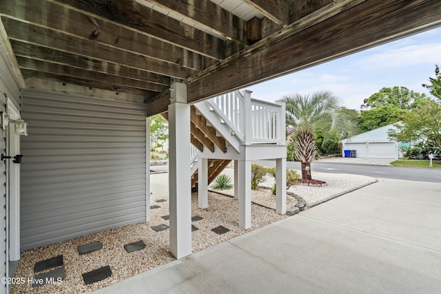view of patio with stairway