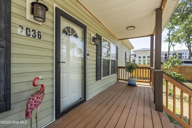 deck with covered porch