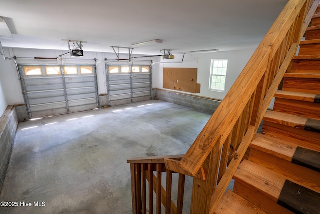garage with a garage door opener