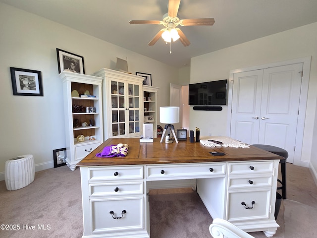 105 Argosy Dr, New Bern, NC 28560 - office with light colored carpet, a ceiling fan, and baseboards