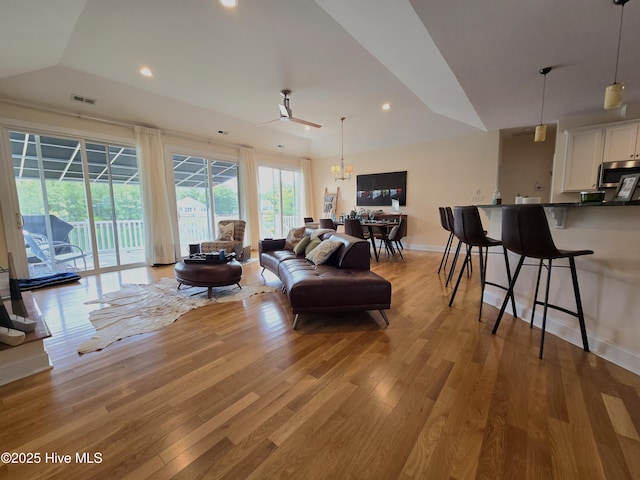 105 Argosy Dr, New Bern, NC 28560 - living area with light wood-type flooring, baseboards, and recessed lighting