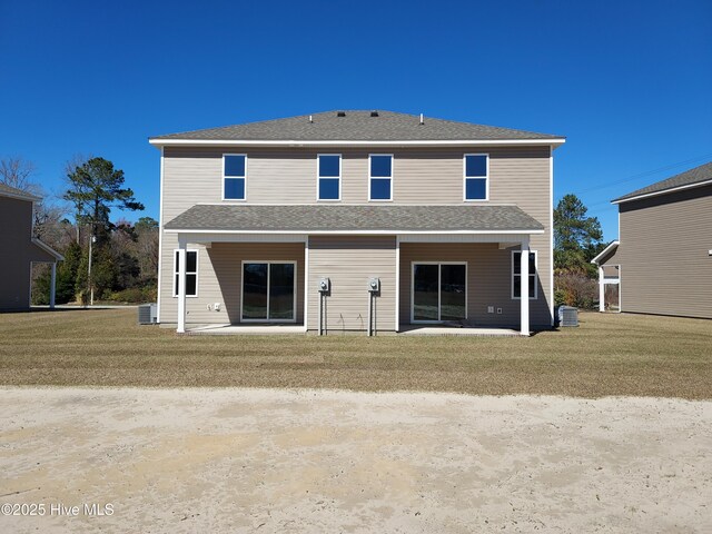97 Hadnot Dr Unit B, Swansboro, NC 28584 - back of house featuring a patio, a yard, and central air condition unit