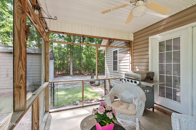 401 Cedar Ln, Washington, NC 27889 - sunroom featuring a ceiling fan and plenty of natural light