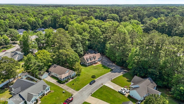 aerial perspective of suburban area with a forest