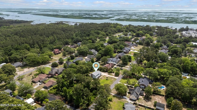 209 Inlet Dr, Wilmington, NC 28411 - aerial view of residential area featuring a nearby body of water and a heavily wooded area