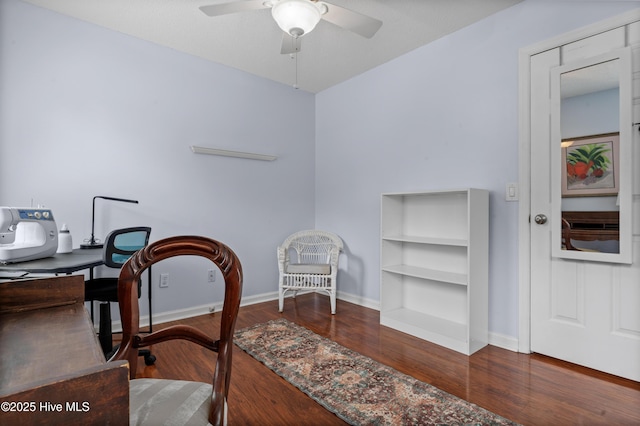 807 Cheryl Ln, Wilmington, NC 28405 - office with wood finished floors, a ceiling fan, and baseboards