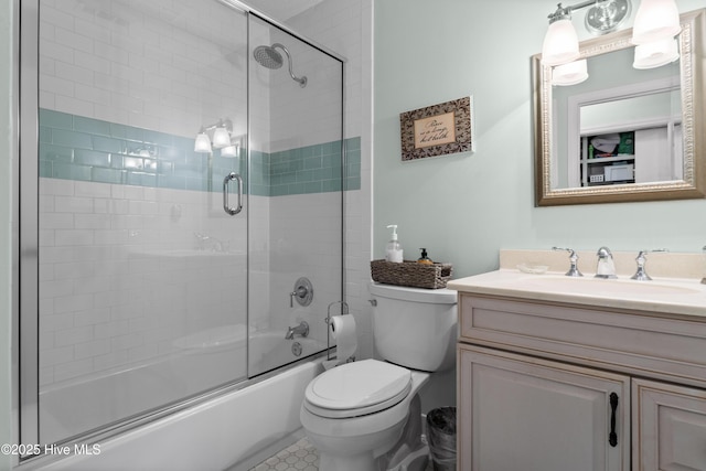 807 Cheryl Ln, Wilmington, NC 28405 - bathroom featuring vanity, combined bath / shower with glass door, and toilet