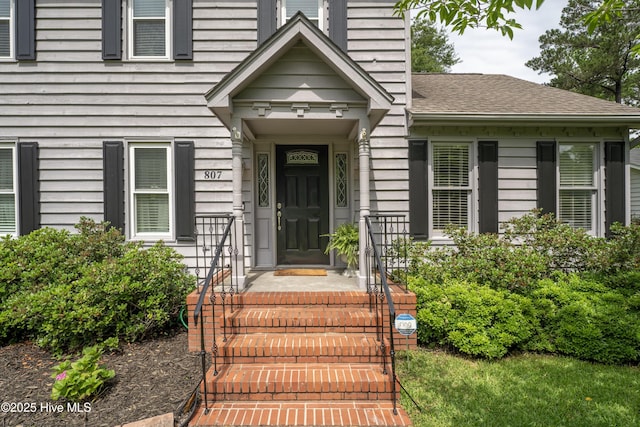 807 Cheryl Ln, Wilmington, NC 28405 - doorway to property featuring a shingled roof