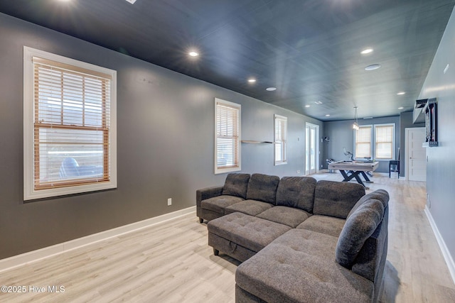 353 Spicer Lake Dr, Holly Ridge, NC 28445 - living area featuring wood finished floors, baseboards, and recessed lighting